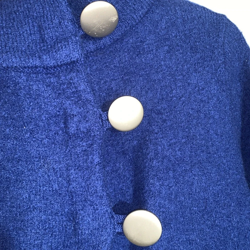 VTG Covington Wool Cardigan Jacket Women's Large Petite Blue Cropped‎ 3/4 Sleeve